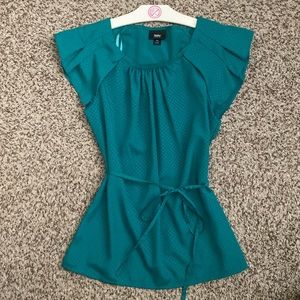 NWT Mossimo Emerald Dot Flutter Blouse